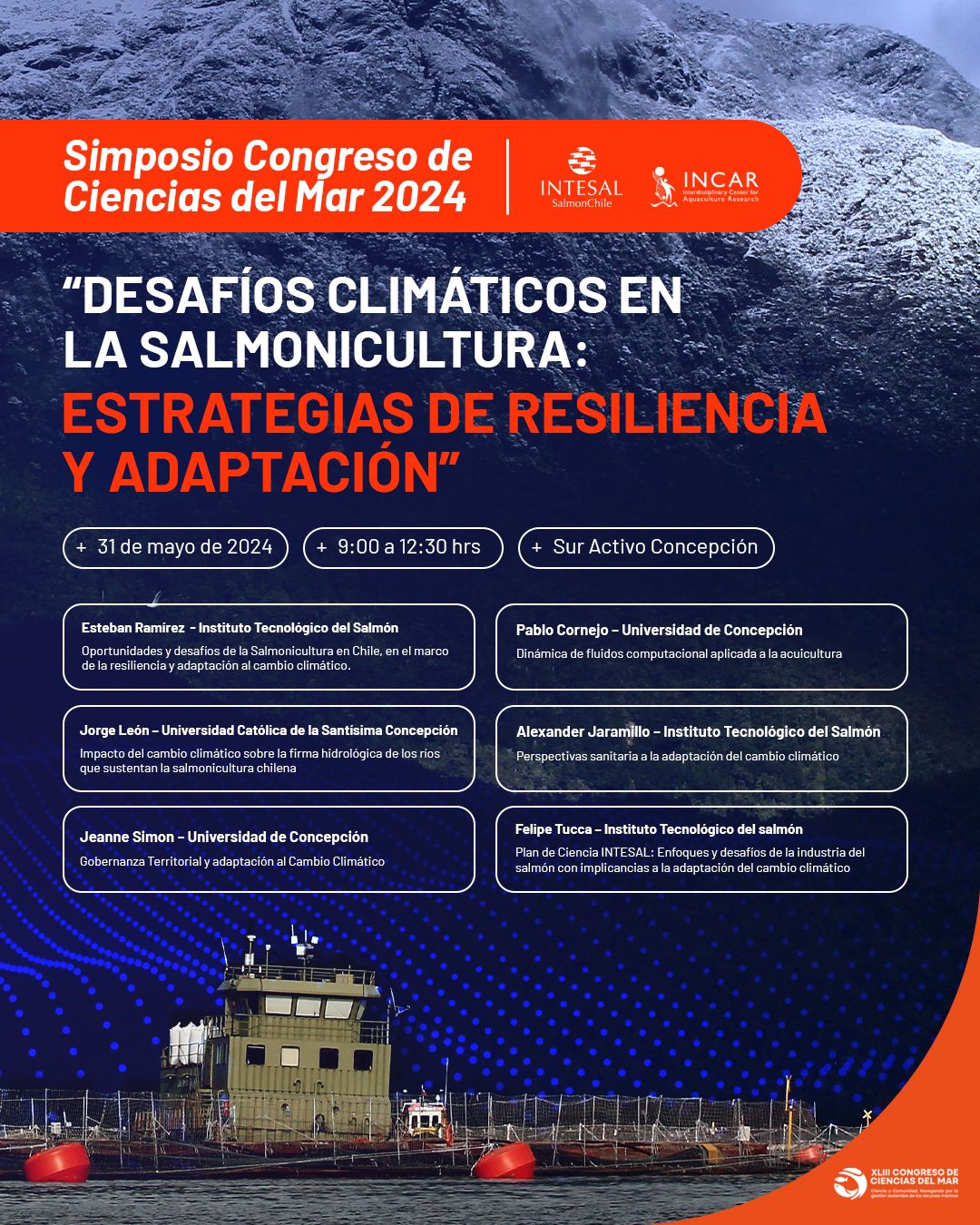 Intesal expondrá sobre los desafíos climáticos de la salmonicultura en “XLIII Congreso de Ciencias del Mar 2024”