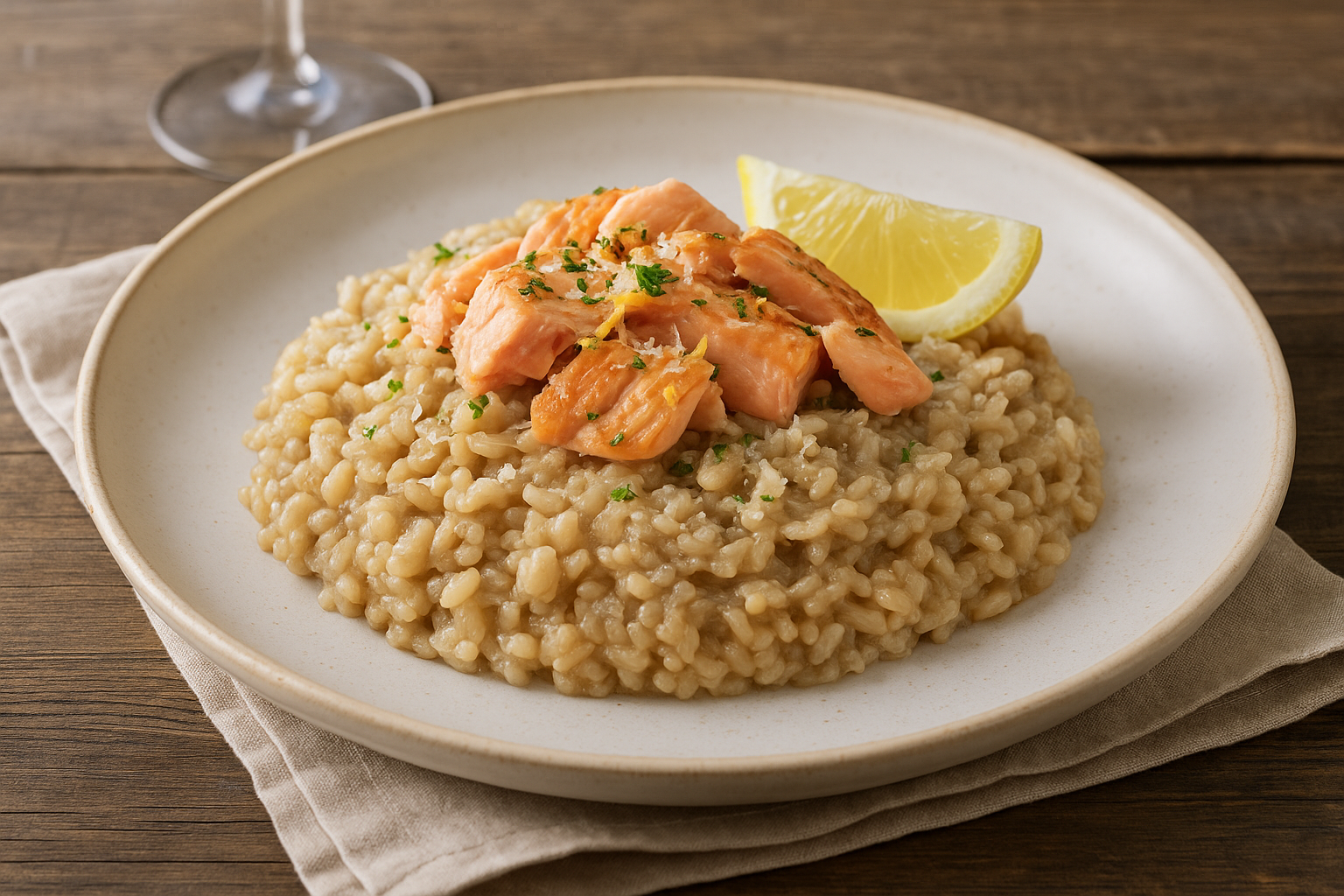 Risotto integral con salmón de Chile: El plato más cremoso del mar