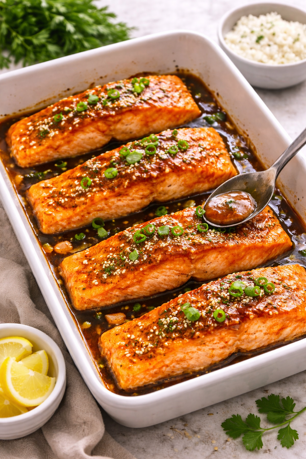 Salmón al horno con salsa agridulce